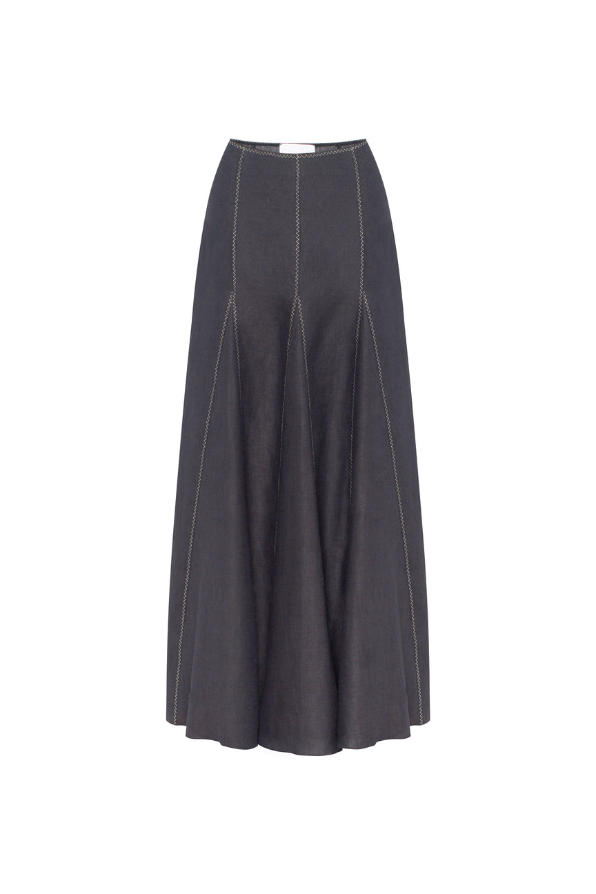 A-line maxi SKIRT with decorative zig-zag lines