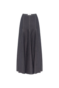 A-line maxi SKIRT with decorative zig-zag lines