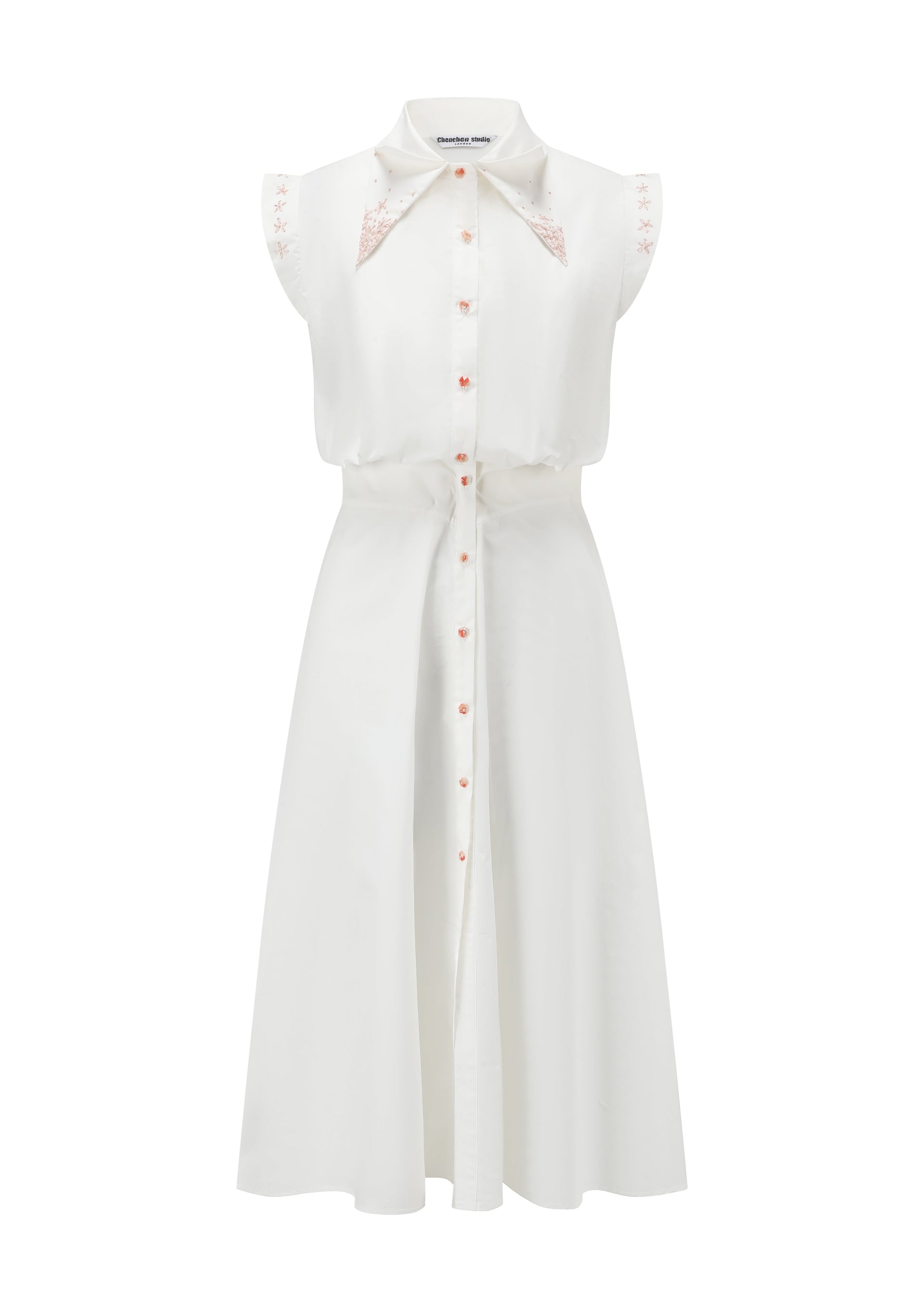 French Silk Ribbon Embroidery Shirt Dress