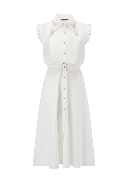 French Silk Ribbon Embroidery Shirt Dress