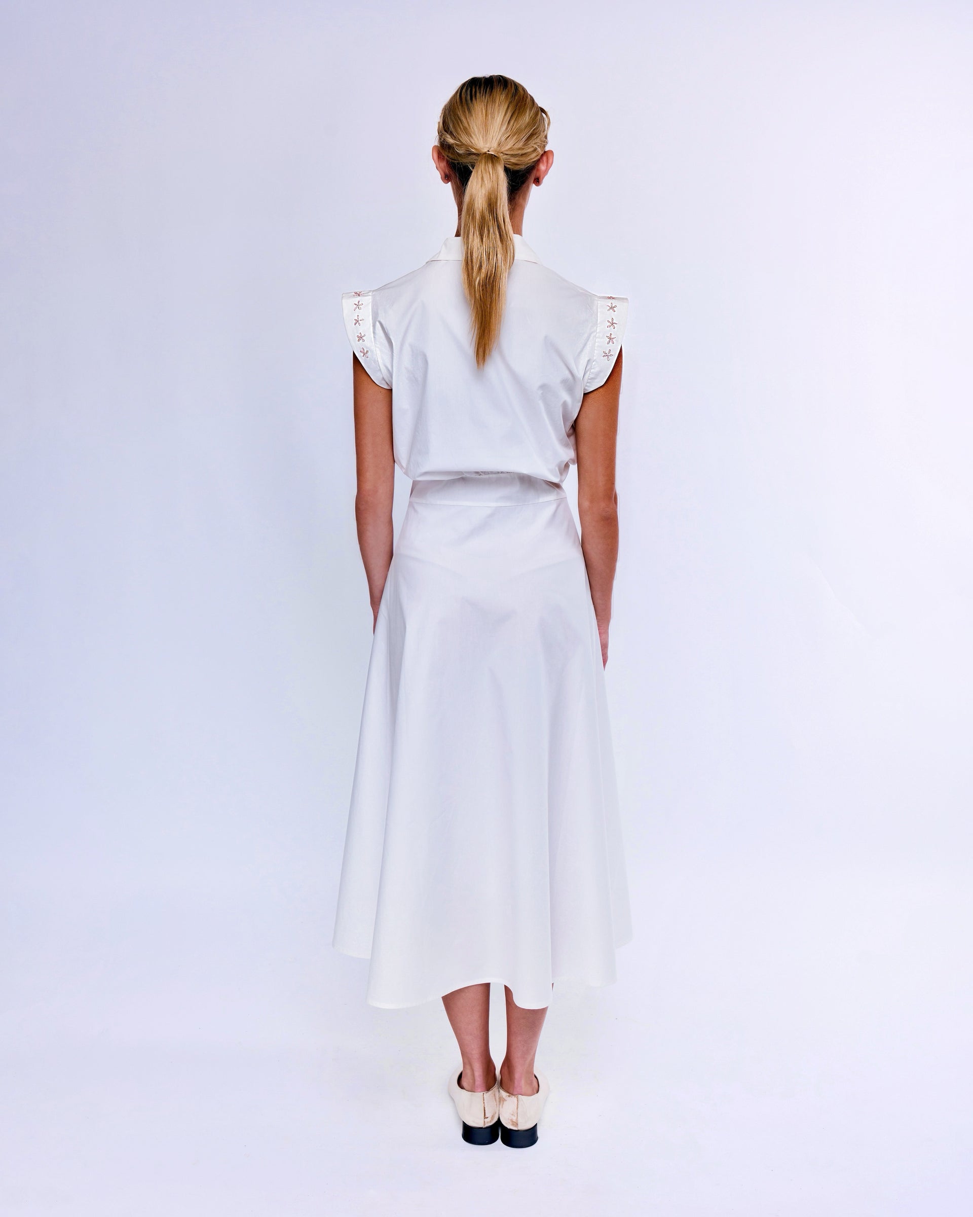 French Silk Ribbon Embroidery Shirt Dress