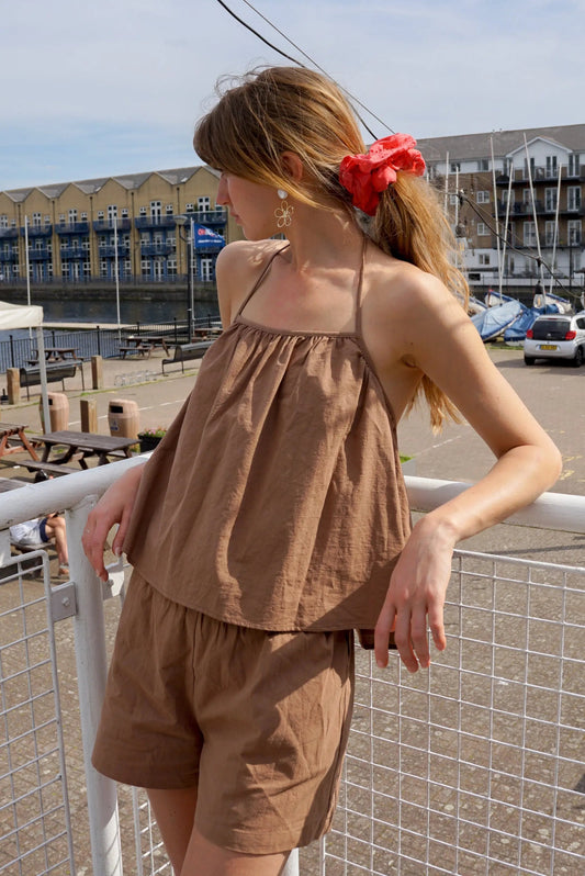 SUMMERTIME COTTON OPEN BACK TOP