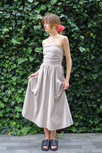 SUNSET COTTON MIDI DRESS TAN