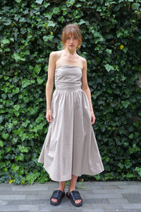 SUNSET COTTON MIDI DRESS TAN