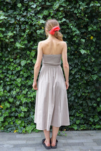 SUNSET COTTON MIDI DRESS TAN