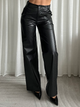 HEATHER BLACK BRAIDED FAUX LEATHER PANTS