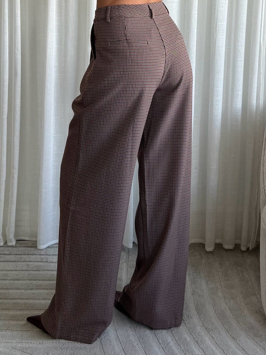HAGAN BURGUNDY CHECKED TROUSERS