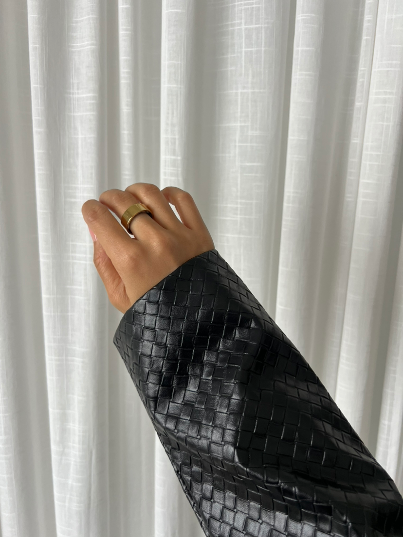 ELLIOT BLACK BRAIDED FAUX LEATHER JACKET