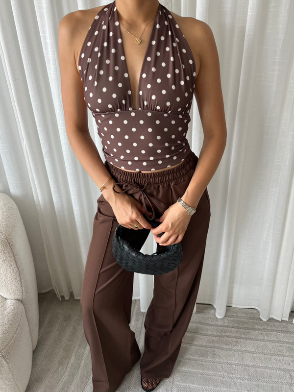 ETERNAL POLKA DOT HALTER NECK MINI TOP