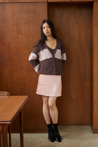 MARA CARDIGAN BROWN/PINK