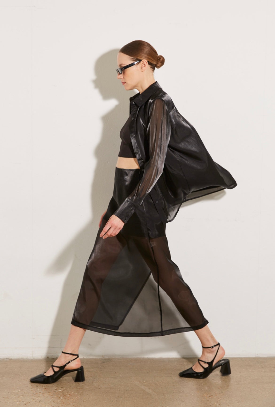 NOOR ORGANZA MAXI SKIRT WITH SHORTS LINING BLACK