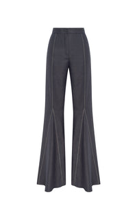 Flare PANTS with decorative zig-zag lines