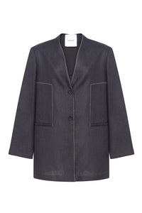 Single-breasted oversized BLAZER  with decorative zig-zag lines