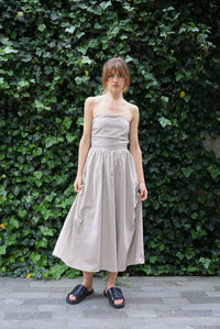 SUNSET COTTON MIDI DRESS TAN