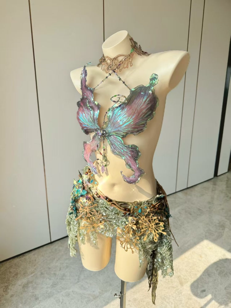 Woodland Mist Fairy Resin Mermaid Corset Bra Top Cosplay Costume Patent-Protected